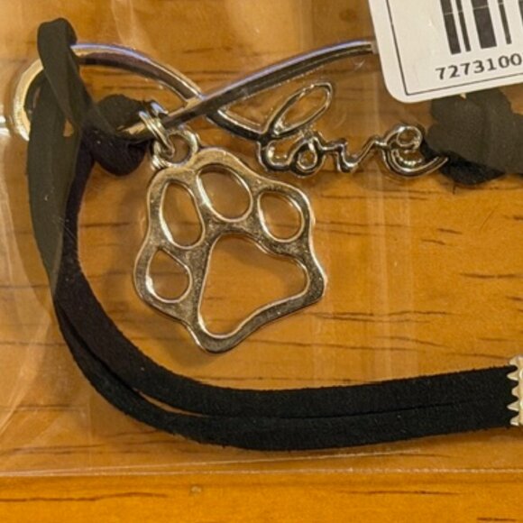 Infinity Love Pet Dogs Paw Charm Bracelet, Black - Picture 3 of 4